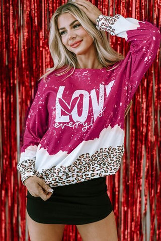 Valentine's Day Leopard Sweatshirt Trendsi