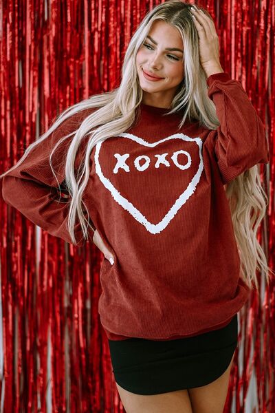 Valentine's Day Heart Graphic Sweatshirt Trendsi