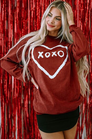 Valentine's Day Heart Graphic Sweatshirt Trendsi