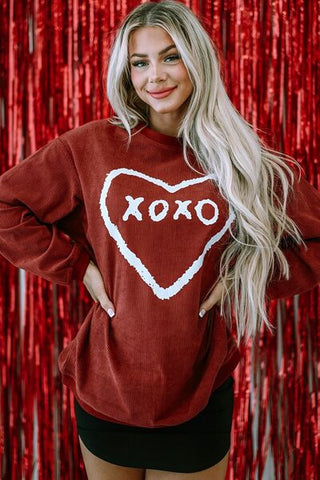 Valentine's Day Heart Graphic Sweatshirt Trendsi