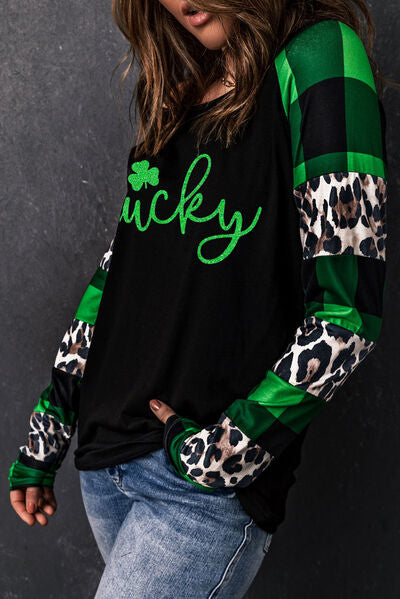 St Patrick's Plaid Long Sleeve T-Shirt Trendsi