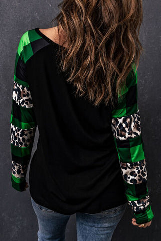 St Patrick's Plaid Long Sleeve T-Shirt Trendsi