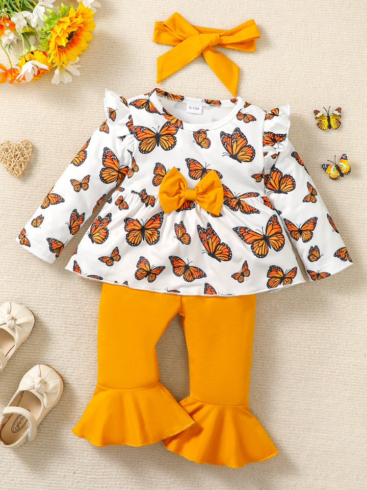 Butterfly Print Top and Pants Set Trendsi