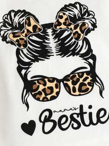 BESTIE Round Neck T-Shirt and Leopard Pants Set Trendsi