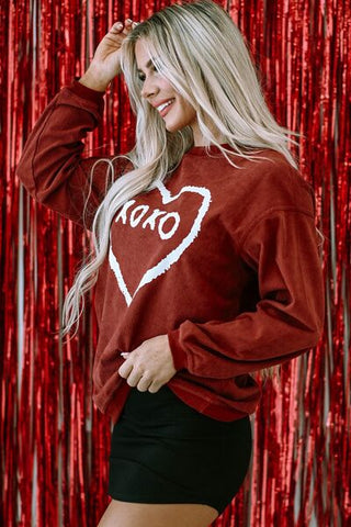 Valentine's Day Heart Graphic Sweatshirt Trendsi