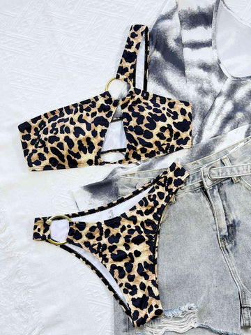 Leopard One-Shoulder Bikini Set Trendsi