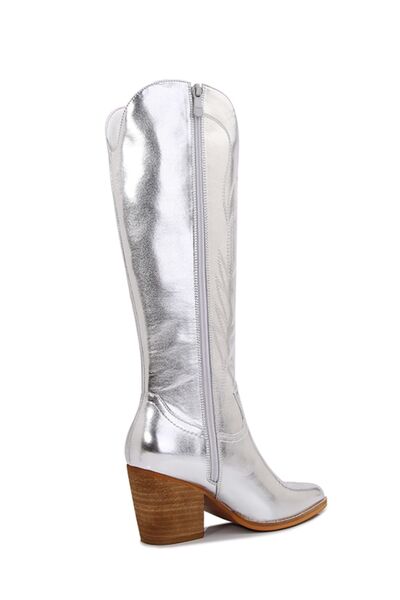 Metallic Knee High Cowboy Boots Trendsi