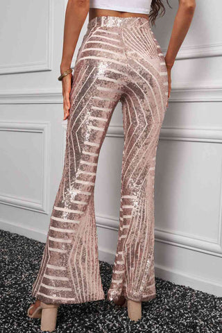Double Take Sequin High Waist Flared Pants Fashion Boss 21