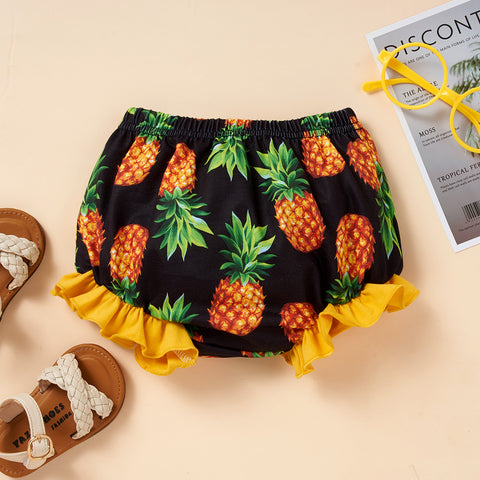 SUMMER TIME Bodysuit and Pineapple Graphic Shorts Set Trendsi