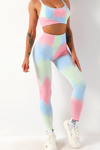 2pcs Tie Dye Yoga Bra and High Waist Leggings Set Fashion Boss 21