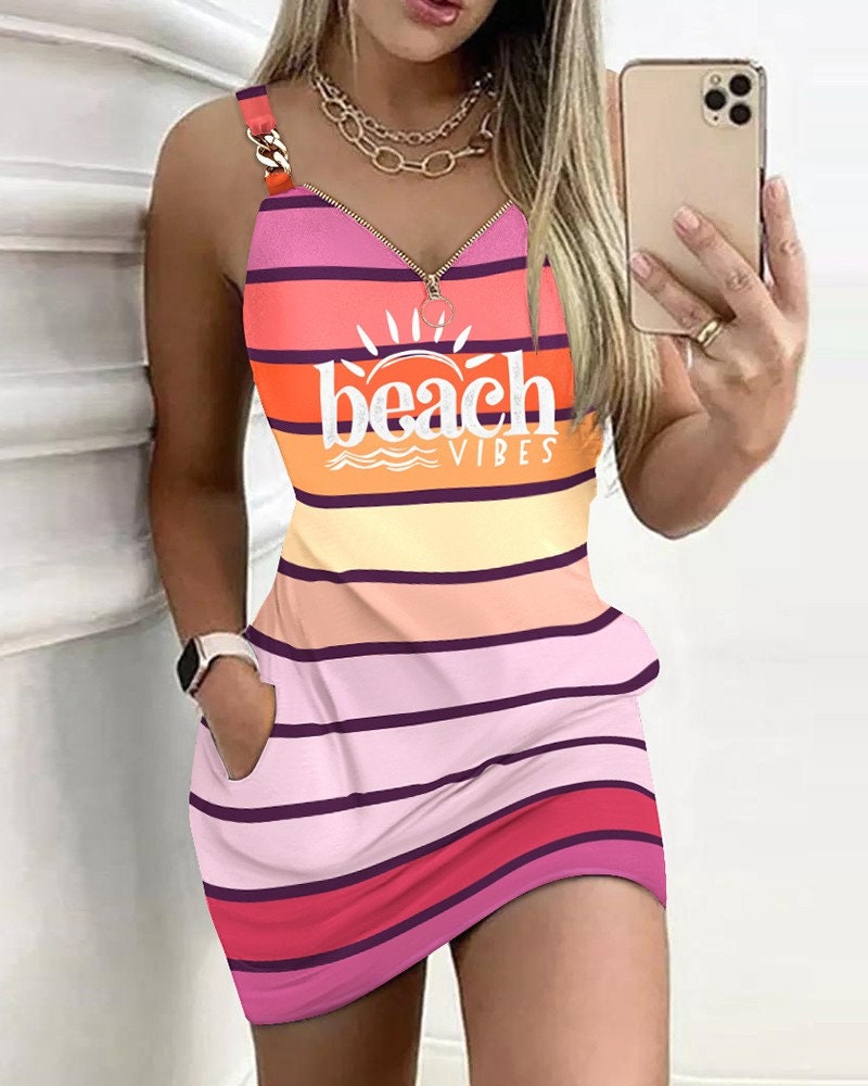Beach Vibes Print Casual Dress Fashion Boss 21
