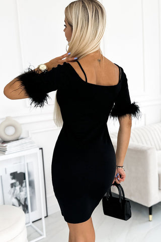 Black Feather Dress Fashion Boss 21
