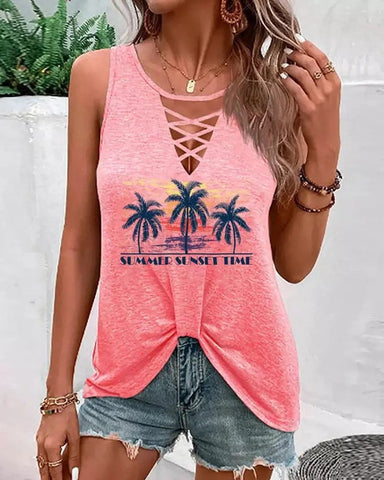 Coconut Tree Cutout Tank Top Fashion Boss 21