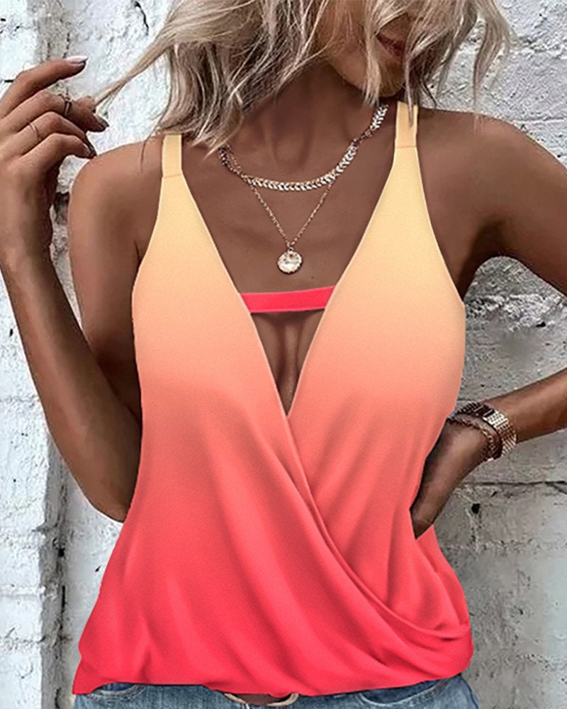 Ombre Plunge Tank Top Fashion Boss 21