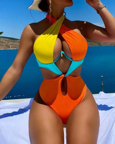 Cutout Backless Halter One-Piece Swimsuit Fashion Boss 21